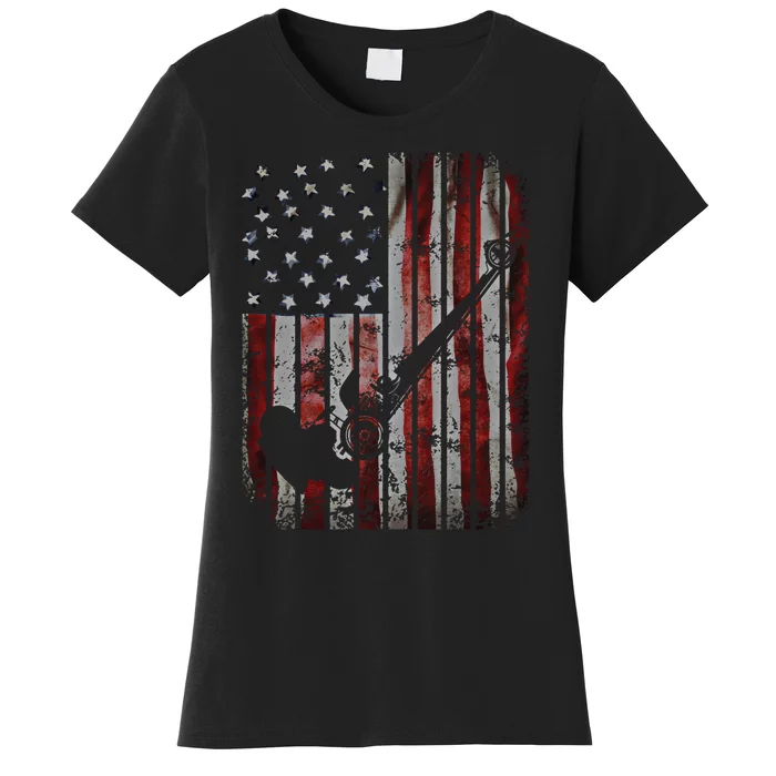 Drag Car Racing American Flag Top Fuel Dragster Hot Rod Gift Women's T-Shirt