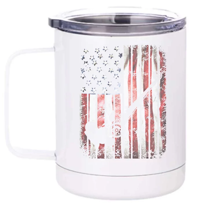 Drag Car Racing American Flag Top Fuel Dragster Hot Rod Gift Front & Back 12oz Stainless Steel Tumbler Cup