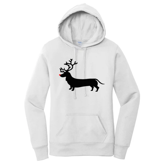 Dachshund Christmas Reindeer Wiener Dog Family Mom Dad Women's Pullover Hoodie