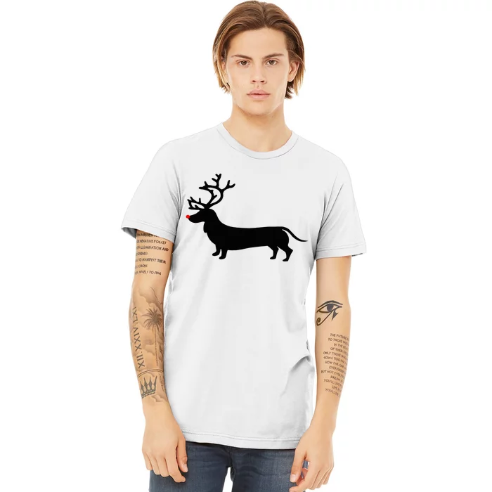 Dachshund Christmas Reindeer Wiener Dog Family Mom Dad Premium T-Shirt