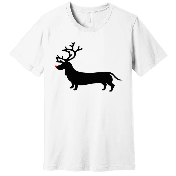 Dachshund Christmas Reindeer Wiener Dog Family Mom Dad Premium T-Shirt