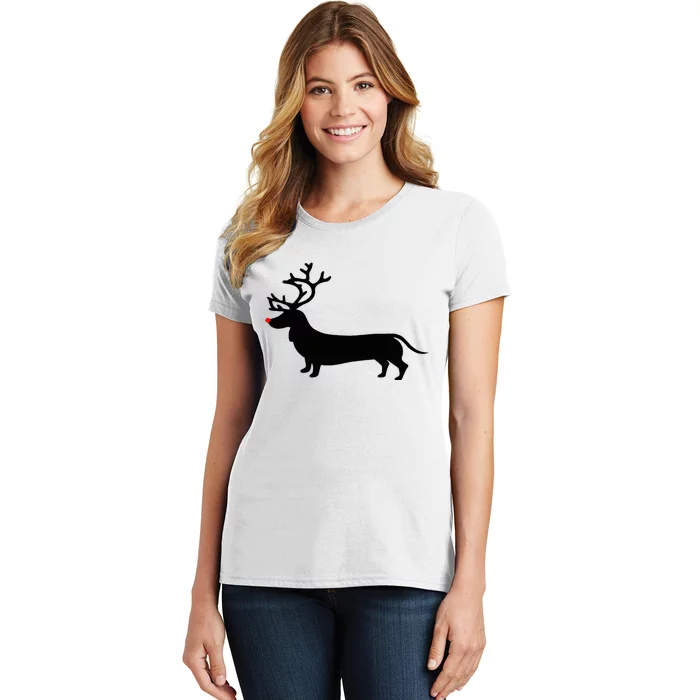 Dachshund Christmas Reindeer Wiener Dog Family Mom Dad Women's T-Shirt