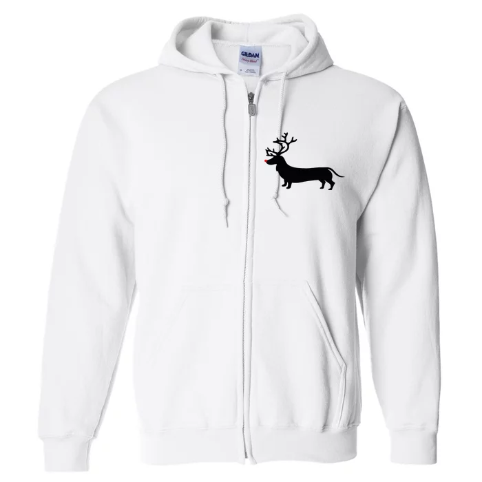 Dachshund Christmas Reindeer Wiener Dog Family Mom Dad Full Zip Hoodie