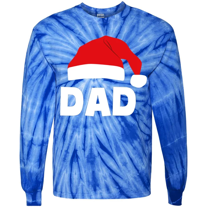 Dad Christmas Santas Hat Great Gift Tie-Dye Long Sleeve Shirt