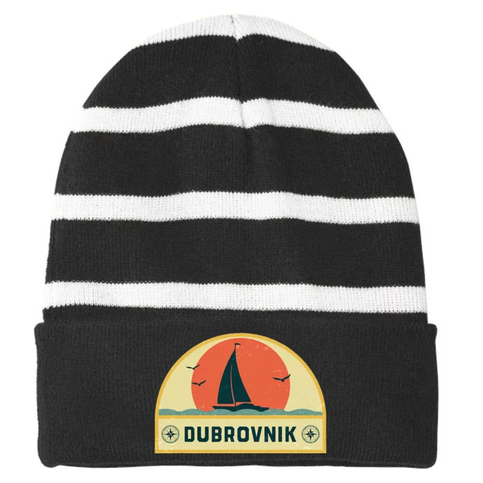 Dubrovnik Croatia Sailing Vacation Striped Beanie with Solid Band