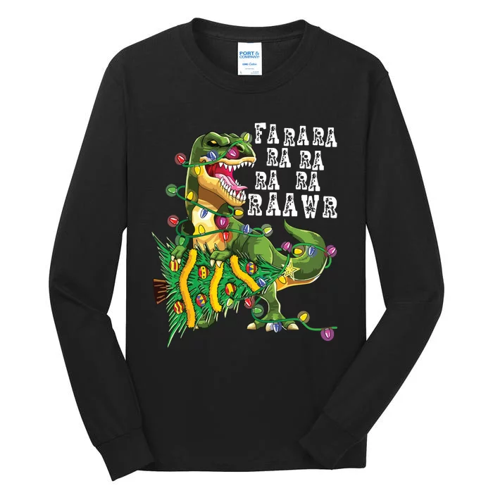 Dinosaur Christmas Shirts Fa Ra Rawr Tree Rex Boy Xmas Gift Tall Long Sleeve T-Shirt