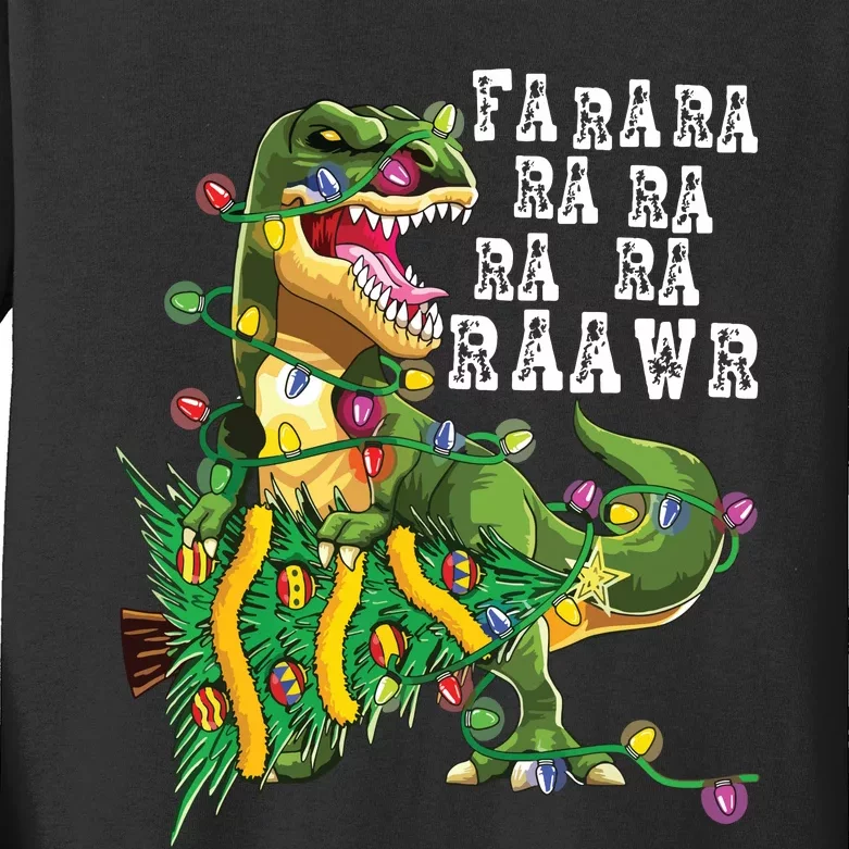 Dinosaur Christmas Shirts Fa Ra Rawr Tree Rex Boy Xmas Gift Kids Long Sleeve Shirt