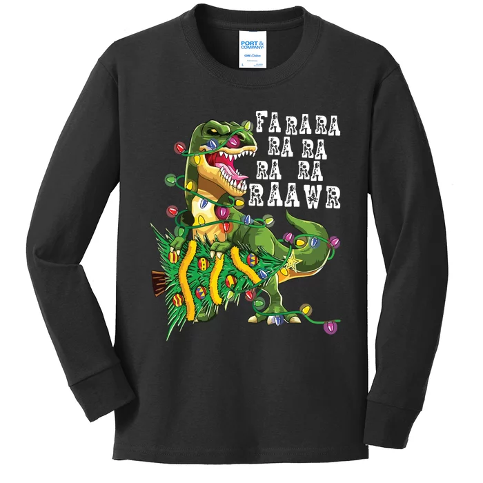 Dinosaur Christmas Shirts Fa Ra Rawr Tree Rex Boy Xmas Gift Kids Long Sleeve Shirt