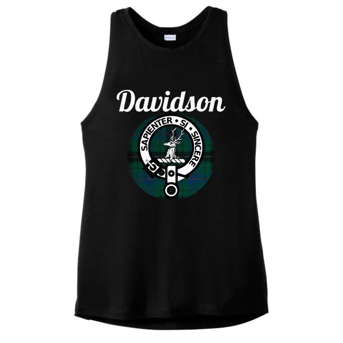 Davidson Clan Scottish Name Coat Of Arms Tartan Ladies Tri-Blend Wicking Tank