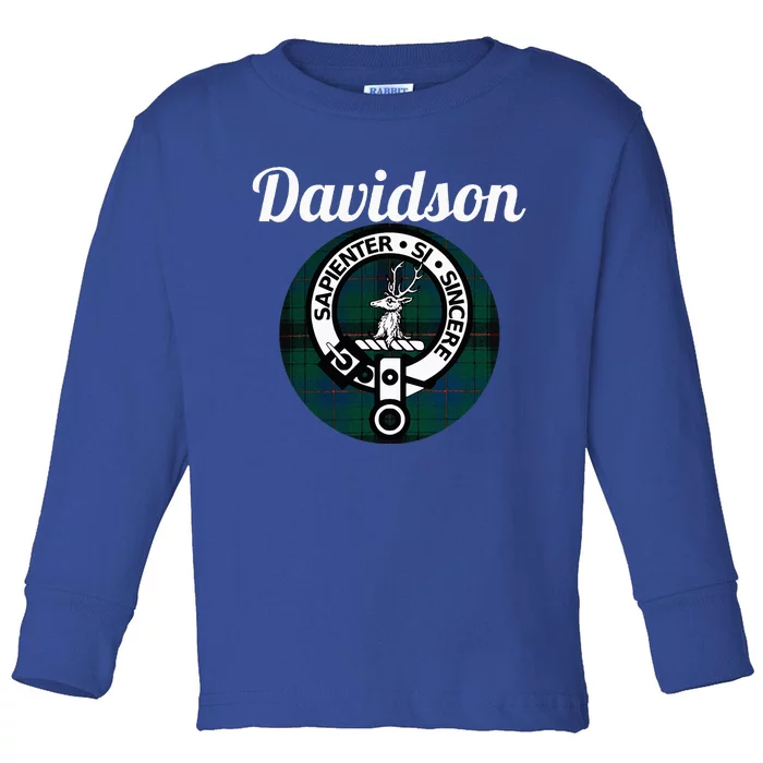 Davidson Clan Scottish Name Coat Of Arms Tartan Toddler Long Sleeve Shirt