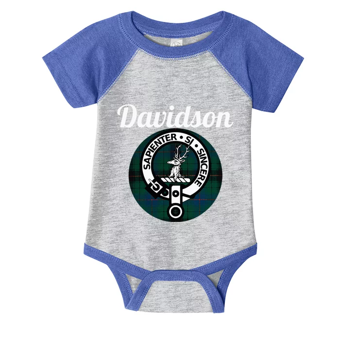 Davidson Clan Scottish Name Coat Of Arms Tartan Infant Baby Jersey Bodysuit