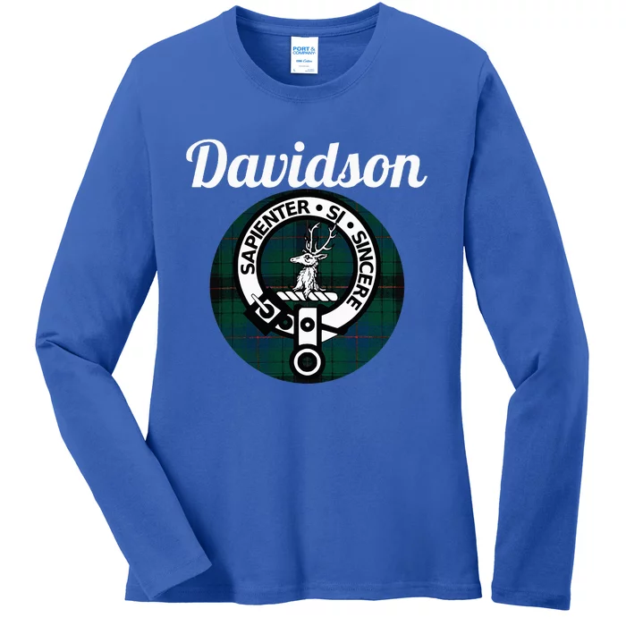 Davidson Clan Scottish Name Coat Of Arms Tartan Ladies Long Sleeve Shirt