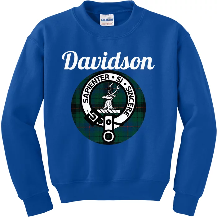 Davidson Clan Scottish Name Coat Of Arms Tartan Kids Sweatshirt