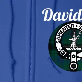 Davidson Clan Scottish Name Coat Of Arms Tartan Full Zip Hoodie