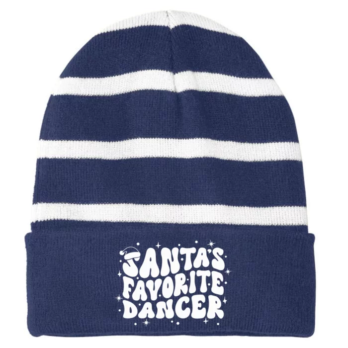 Dancer Christmas Santa Favorite Dancer Striped Beanie with Solid Band