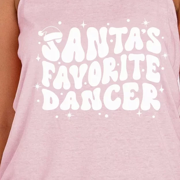 Dancer Christmas Santa Favorite Dancer Women's Knotted Racerback Tank