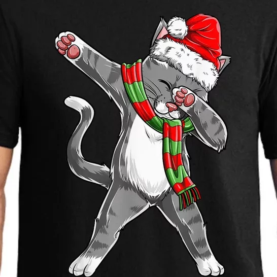 Dabbing Cat Santa Christmas Gift Kid Boy Girls Catmas Xmas Pajama Set