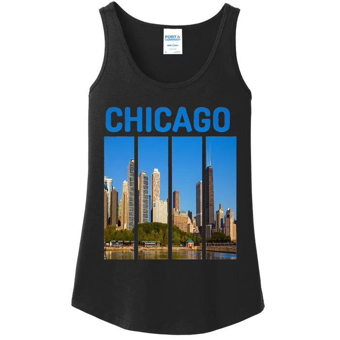 Downtown Chicago Skyline Souvenirs State Illinois Ladies Essential Tank