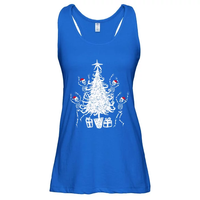 Dancing Christmas Skeletons Funny Spooky Christmas Graphic Ladies Essential Flowy Tank