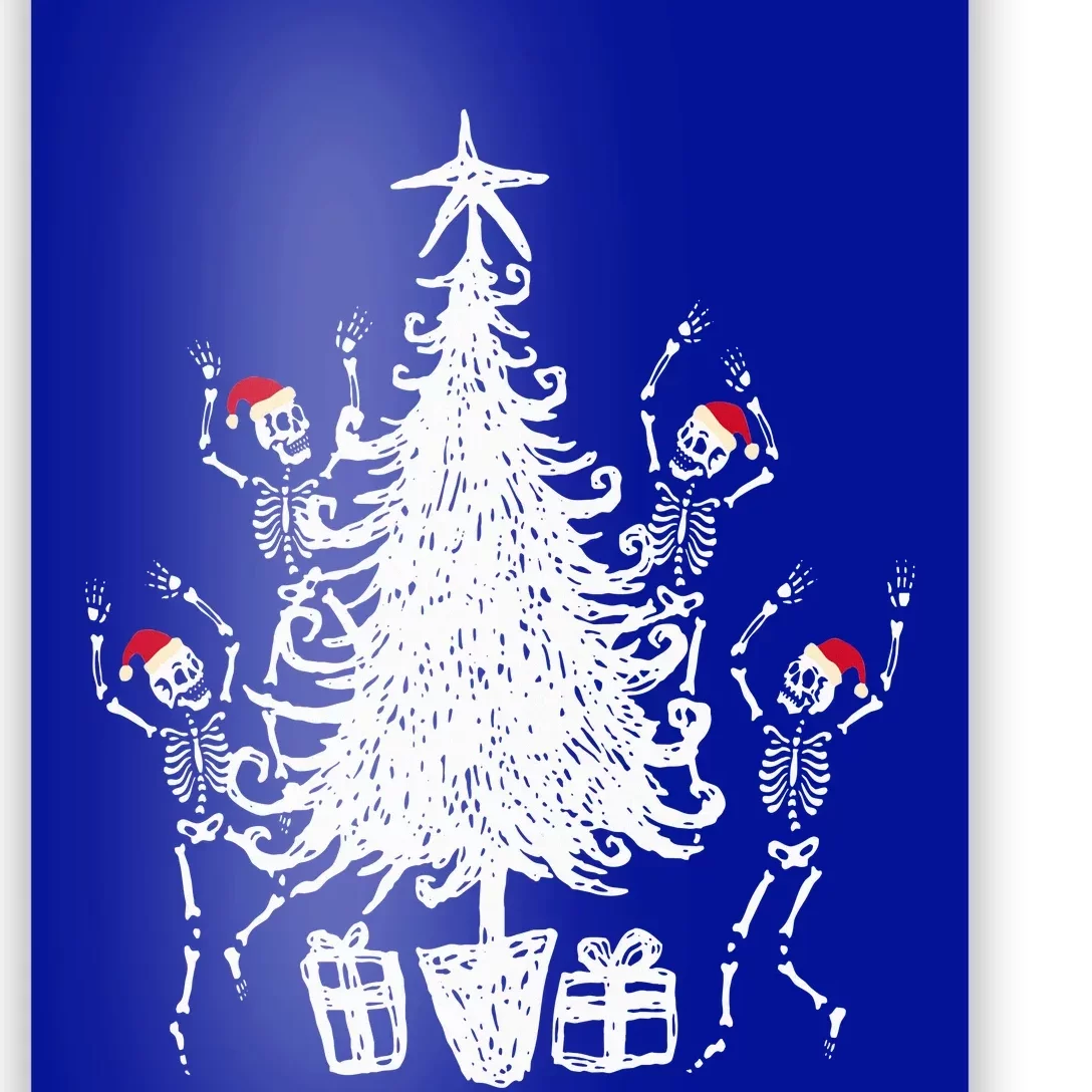 Dancing Christmas Skeletons Funny Spooky Christmas Graphic Poster