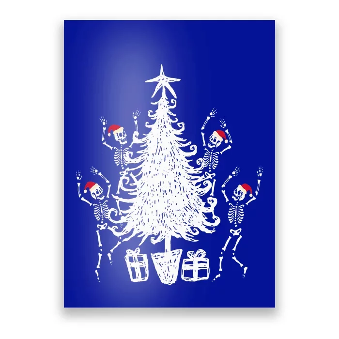 Dancing Christmas Skeletons Funny Spooky Christmas Graphic Poster