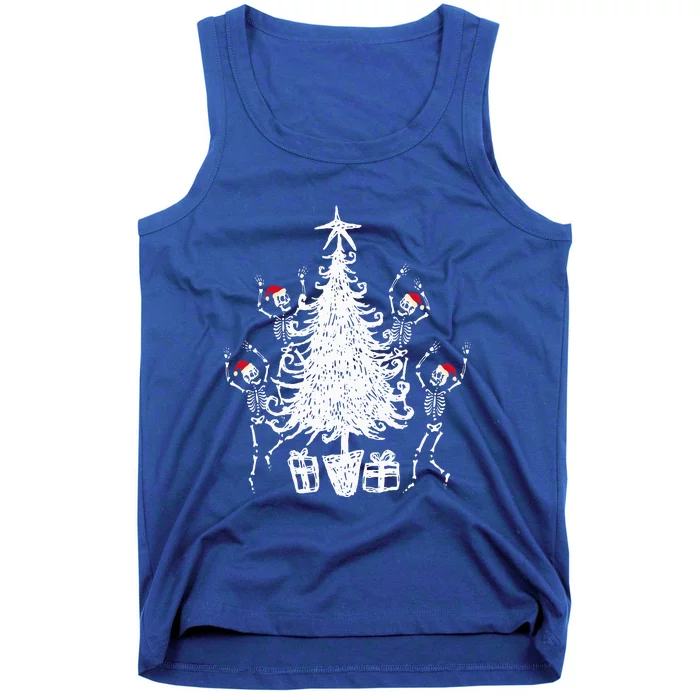 Dancing Christmas Skeletons Funny Spooky Christmas Graphic Tank Top