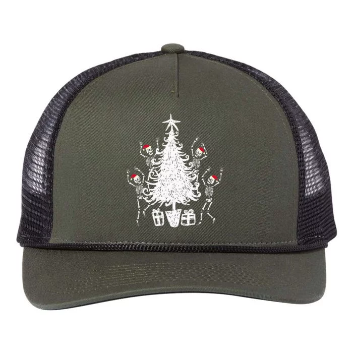 Dancing Christmas Skeletons Funny Spooky Christmas Graphic Retro Rope Trucker Hat Cap