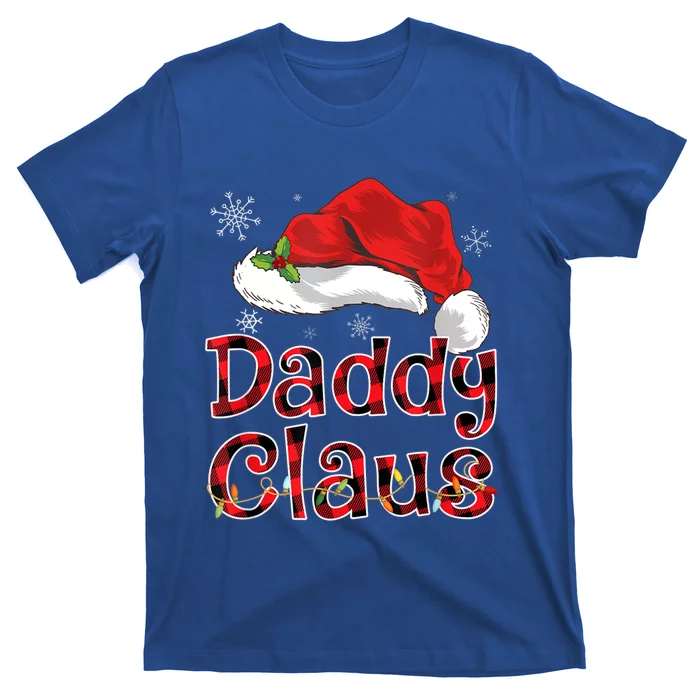 Daddy Claus Santa Hat Christmas Plaid Buffalo Pajama Funny Gift T-Shirt