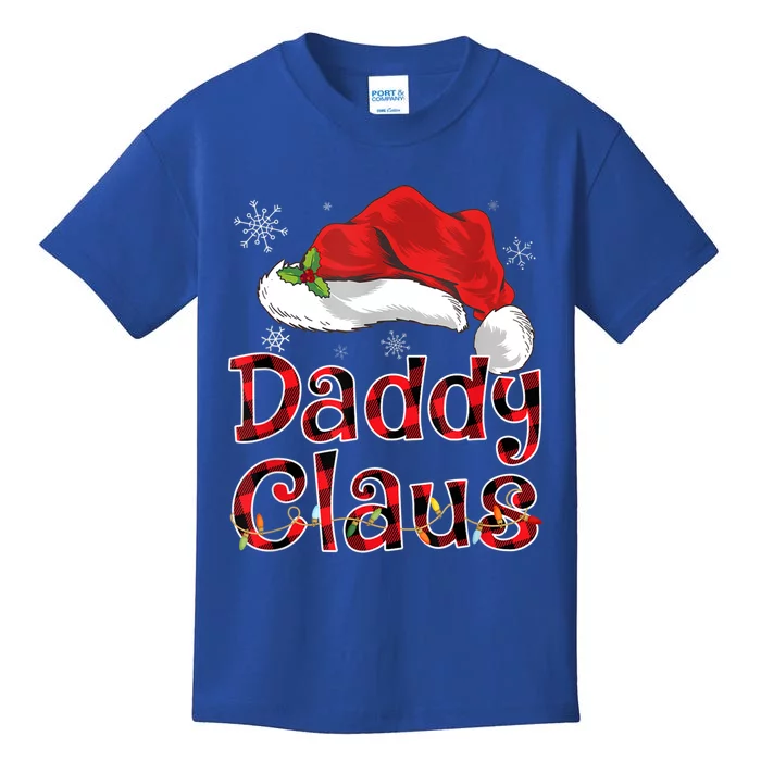 Daddy Claus Santa Hat Christmas Plaid Buffalo Pajama Funny Gift Kids T-Shirt