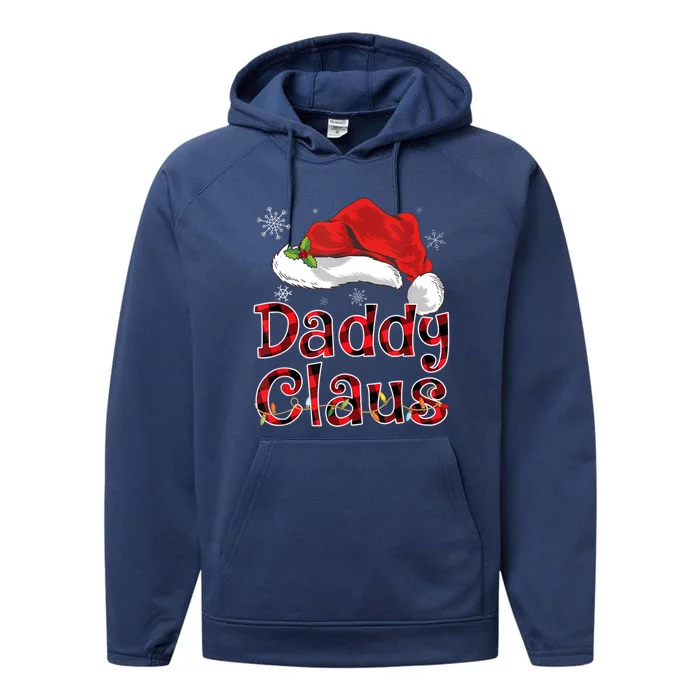 Daddy Claus Santa Hat Christmas Plaid Buffalo Pajama Funny Gift Performance Fleece Hoodie