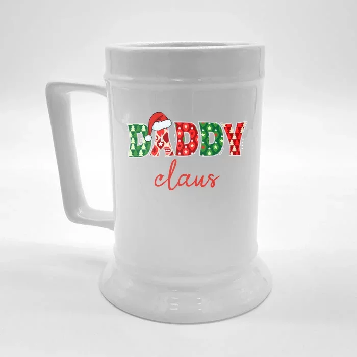 Daddy Claus Santa Hat Family Matching Christmas Pajamas Funny Gift Front & Back Beer Stein