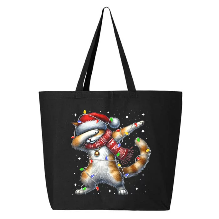 Dabbing Cat Santa Hat Christmas Lights 25L Jumbo Tote