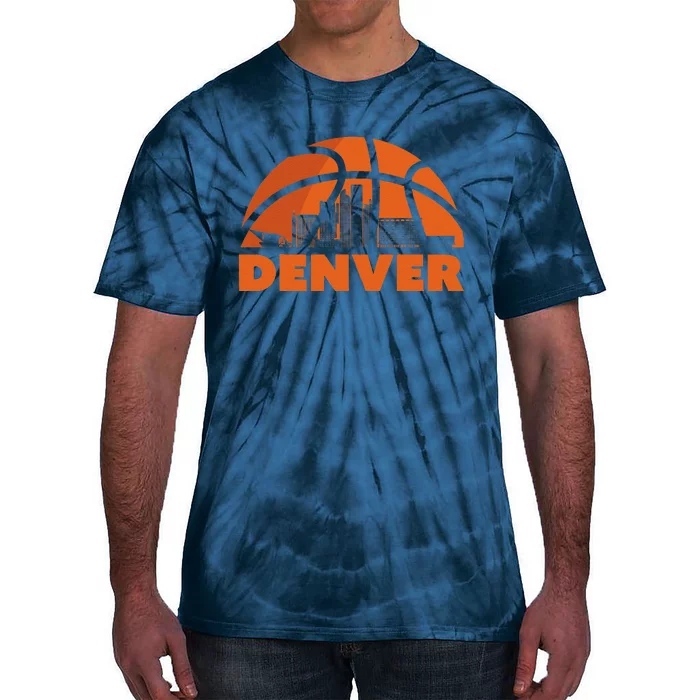 Denver City Skyline Colorado Basketball Fan Jersey Tie-Dye T-Shirt