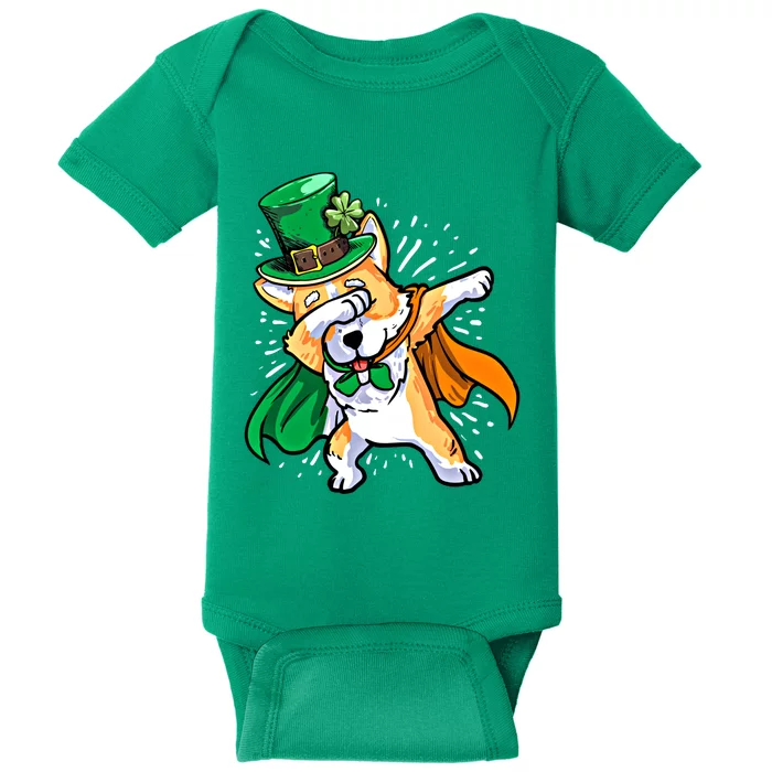 Dabbing Corgi St Patricks Day Gift For An Irish Gift Baby Bodysuit