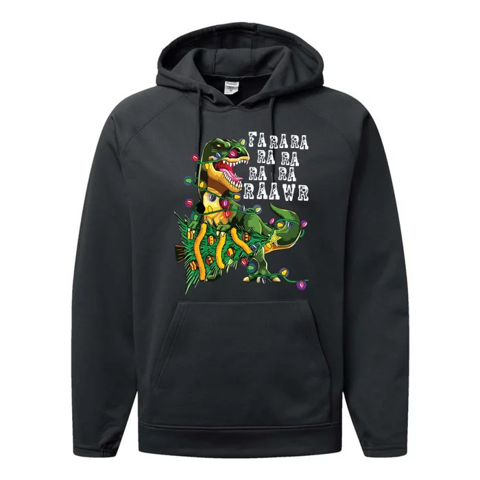 Dinosaur Christmas Shirts Fa Ra Rawr Tree Rex Boy Xmas Gift Performance Fleece Hoodie