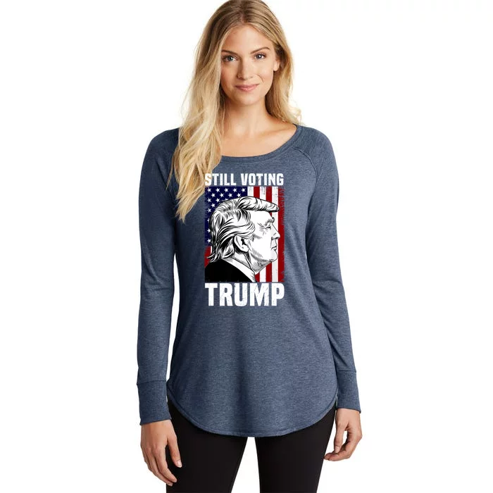 Dont Care Still Voting Trump Patriotic American Flag Women's Perfect Tri Tunic Long Sleeve Shirt