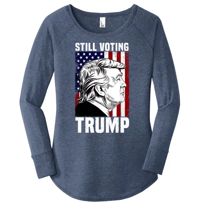 Dont Care Still Voting Trump Patriotic American Flag Women's Perfect Tri Tunic Long Sleeve Shirt