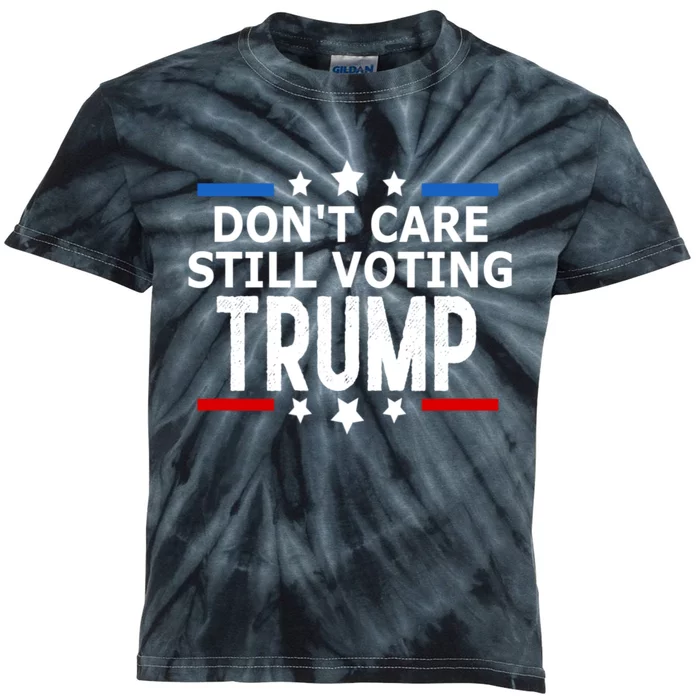 Dont Care Still Voting Trump Patriotic American Flag Kids Tie-Dye T-Shirt