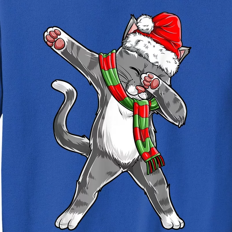 Dabbing Cat Santa Christmas Gift Boys Girls Catmas Xmas Gift Tall Sweatshirt