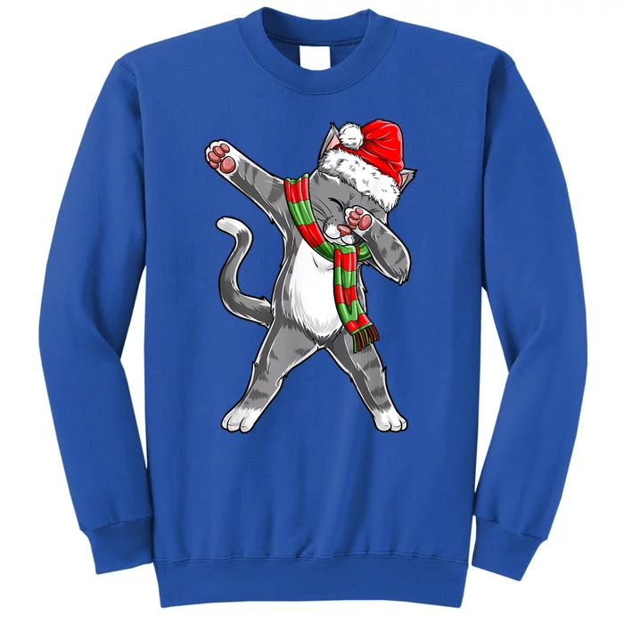 Dabbing Cat Santa Christmas Gift Boys Girls Catmas Xmas Gift Tall Sweatshirt