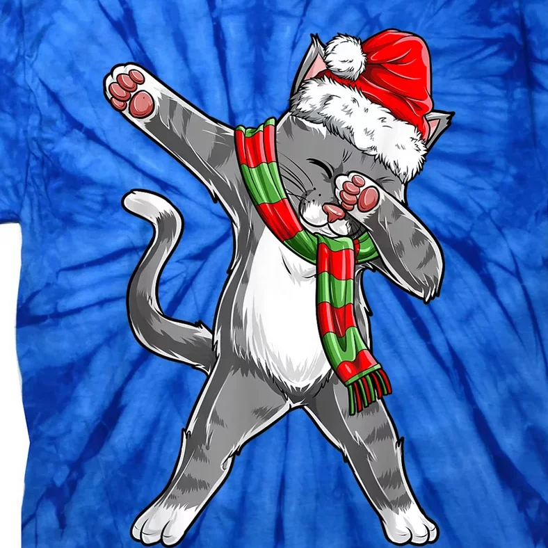 Dabbing Cat Santa Christmas Gift Boys Girls Catmas Xmas Gift Tie-Dye T-Shirt