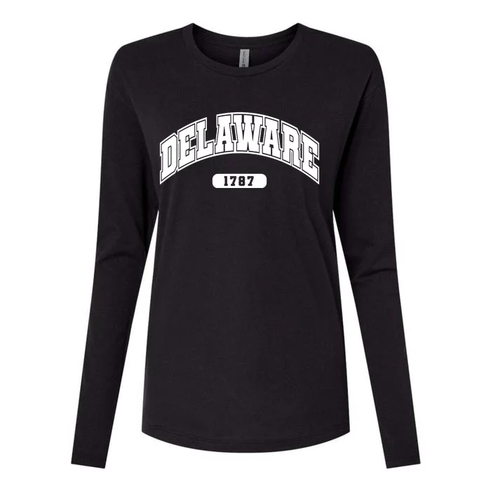 Delaware Collegiate Style 1787 Womens Cotton Relaxed Long Sleeve T-Shirt