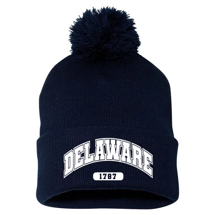 Delaware Collegiate Style 1787 Pom Pom 12in Knit Beanie