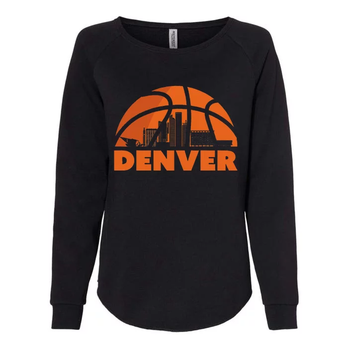 Denver City Skyline Colorado Basketball Fan Jersey Womens California Wash Sweatshirt