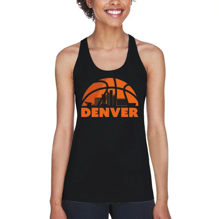 Denver City Skyline Colorado Basketball Fan Jersey Women's Racerback Tank