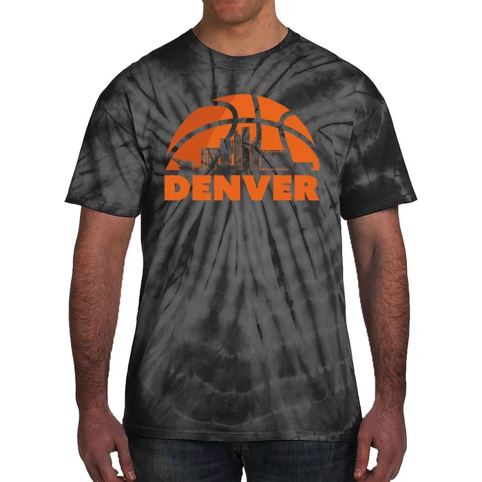 Denver City Skyline Colorado Basketball Fan Jersey Tie-Dye T-Shirt