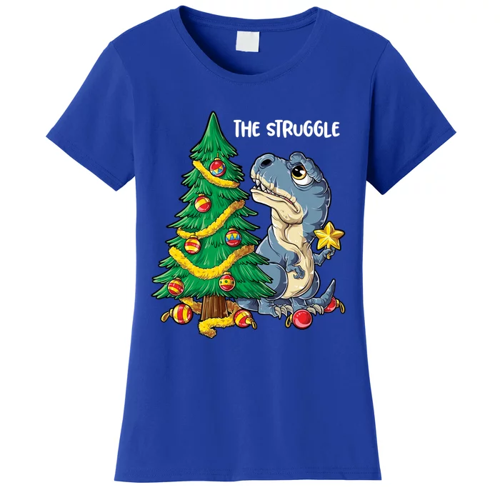 Dinosaur Christmas Tree Rex The Struggle Xmas Pajamas Meaningful Gift Women's T-Shirt