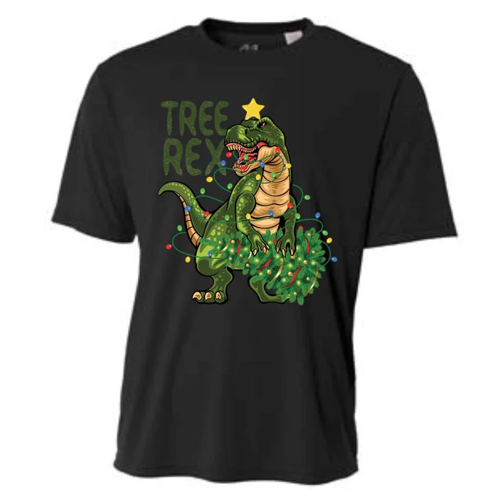 Dinosaur Christmas Tree Rex Boys Girls Funny Xmas Trex Cute Gift Cooling Performance Crew T-Shirt