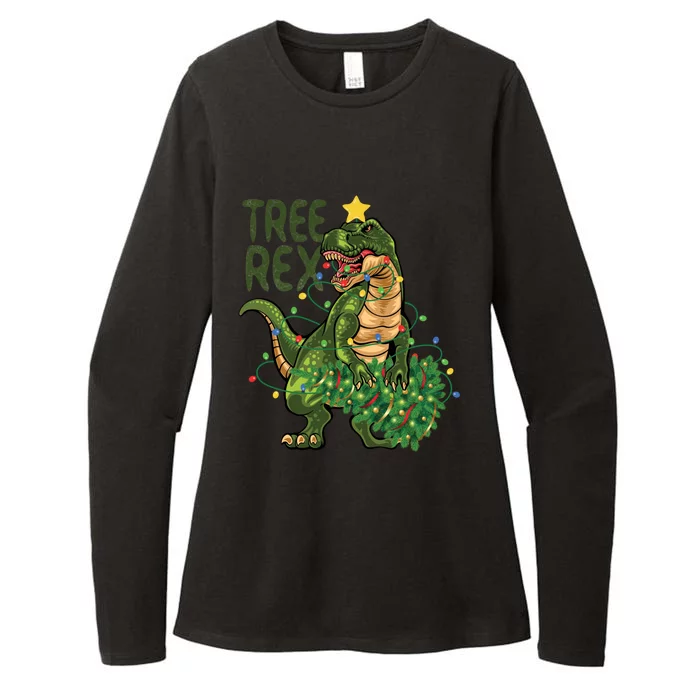 Dinosaur Christmas Tree Rex Boys Girls Funny Xmas Trex Cute Gift Womens CVC Long Sleeve Shirt