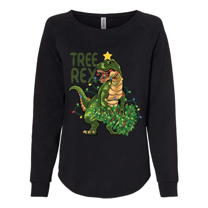 Dinosaur Christmas Tree Rex Boys Girls Funny Xmas Trex Cute Gift Womens California Wash Sweatshirt